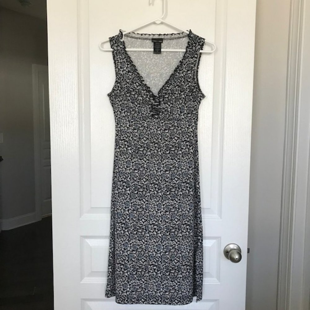 Max and Cleo Ruffled Neck, Mulit Colored Midi-Dress